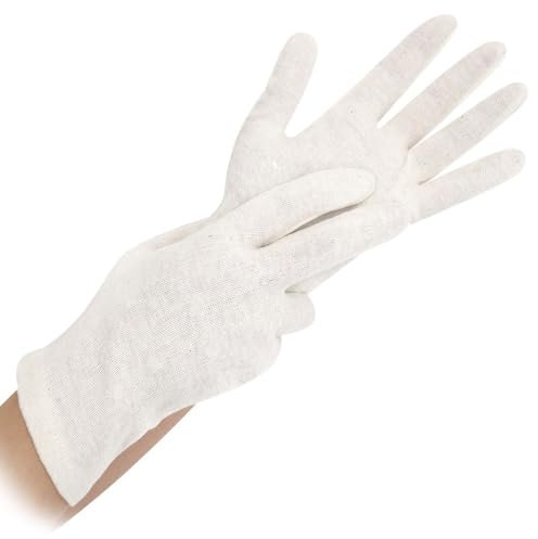FRANZ MENSCH 300 Stück Hygostar Baumwollhandschuhe Nature Solid, natur, 10/XL, L: 26cm, Baumwollhandschuhe, Weiche Textilhandschuh