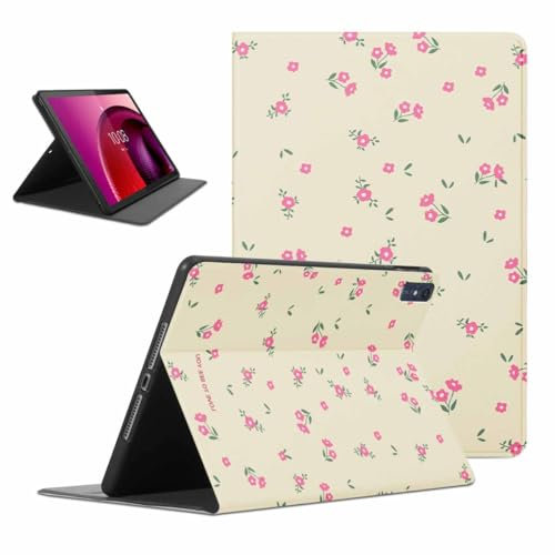 Kueqeay Funda para Lenovo Tab M10 10.6, Aesthetic Flore Dibujos Diseño Ultra Slim Smart PU Leather Protector Soporte Función Ángulos Ajustables Flip Cubierta Tablet Case, Beige