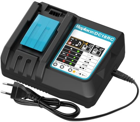 XNJTG DC18RC 18V Caricatore per Makita DC18RA DC18RD Compatibile con Makita 14,4V-18V batteria BL1830 BL1840 BL1850 BL1415 BL1430 BL1440