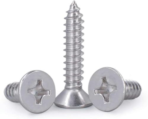304 Stainless Steel Flat Head Cross self-Tapping Screw, m3m4 Extension Screw, Wood Screw gong Screw Nail Screw-White-M4 * 70mm 25pcs