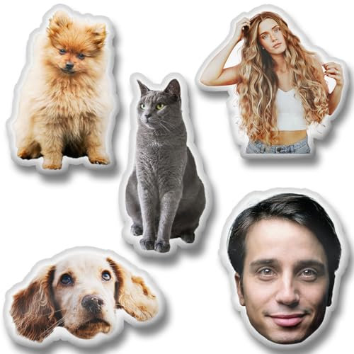 DeinLieblingskissen Personalisiertes Formkissen mit Foto – 3D Fotokissen Hund, Katze, Gesicht u.v.m. – Flauschiges Kissen in 6 Größen – Einzigartige Geschenkidee (35cm)