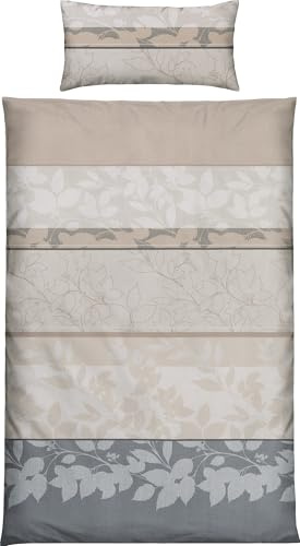 REDBEST Bettwäsche Microfaser beige-grau Größe 1x 135x200 cm + 1x 40x80 cm
