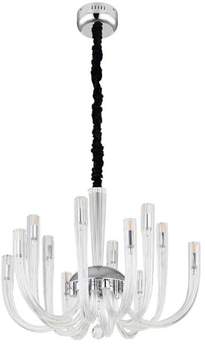 Pendelleuchte Kronleuchter Deckenlampe Hängelampe Metall Chrom 12 Flammig