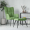 Myheimly Relaxsessel mit Hocker Sessel Polsterstuhl Stuhl Relaxstuhl Polstersessel Armsessel Ohrensessel Wohnzimmer Hellgrün Samt