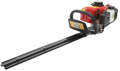 Profi Heckenschere Benzin 56cm Schnittlänge | 28mm Schnittstärke | 2-Takt | 22.5ccm Hubraum | 650W | Doppelklinge | Benzin Heckenschere Seilzugstarter | 3500 U/min Drehbarer Handgriff 180°