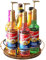 Nuovoware Support Rotatif 7 Bouteilles Sirop Café, Support en Acier au Carbone avec Base en Bois Support pour Bouteilles de Sirop de Café pour Sirops Aromatisés Thermos Liquor de Table, Noir+Marron