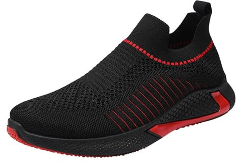 Zapatos deportivos de baloncesto para hombre, parte inferior plana, ligeros, con malla tejida y transpirable, cómodos y sencillos, tenis para hombre, Red, 38 2/3 EU