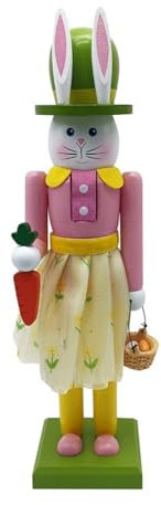 Oster-Nussknacker, 30,5 cm, Hase aus Holz, Nussknacker-Dekoration, Oster-Nussknacker-Figur, Kaninchenstatuen, Ornamente, sammelt Nussknacker-Ornament für Frühlingsfest, Party, Nussknacker-Geschenke