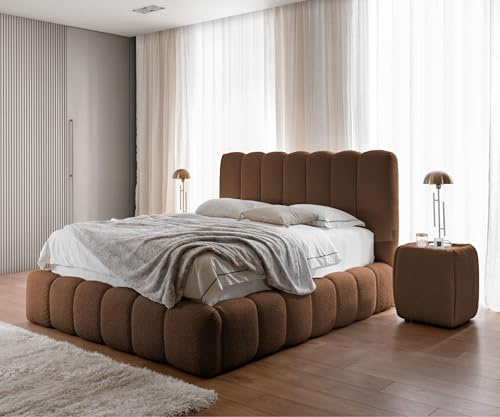 FURNISTAR Polsterbett Chloe mit Bettkasten, Bett 160x200, Doppelbett mit Stauraum und Lattenrost, Boxspringbett-Optik, ohne Matratze, Schlafzimmer - Braun