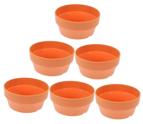 MOTHNUR 6pièces Lot de Pots De Fleurs Ronds Plastique pour Intérieur Et Extérieur Drainage Orange