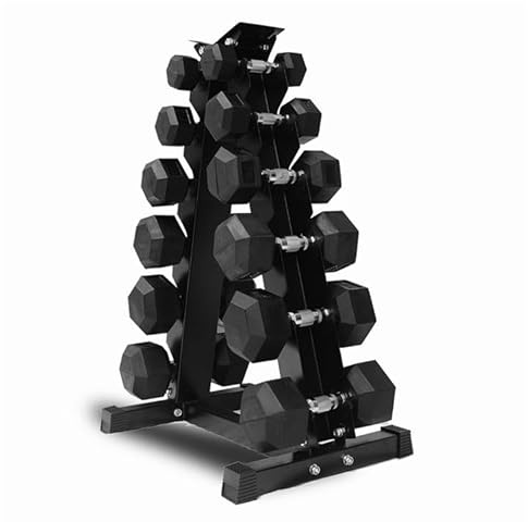 FK Sports Hex Dumbbell Set with Compact Storage 6 Tier Rack – 2.5KG-15KG|5KG-20KG Rubber-Coated Weights for Strength Training & Space-Saving Workout Setup