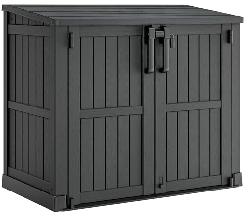 LHBcraft Outdoor Storage Cabinet 37 Cu Ft with Lockable Doors, Portable Horizontal Resin Storage Shed -Easy to Assemble, Waterproof Outdoor Storage Box for Backyards,Patios Black