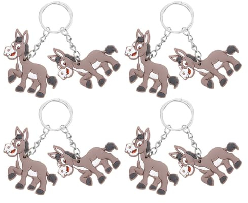 TOPPERFUN 8 Stück Esel Schlüsselanhänger aus PVC Kleiner Cartoon Esel Anhänger Vielseitiger Taschen und Schlüsselring Charm für Partygeschenke