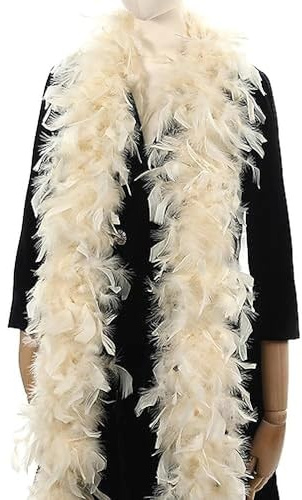 Larryhot 60g Champagner Federboa - 2 Yards Federschal für Party Wedding | Hoch Masse, Weihnachten, Centerpieces, Kostüm, Konzert, Haustier und Heimdekoration