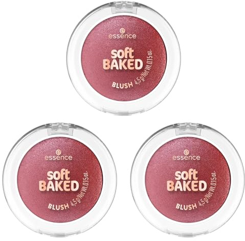 essence soft BAKED BLUSH, Rouge, Nr. 60, Braun, Expressergebnis, schimmernd, vegan, ölfrei, ohne Parfüm, ohne Alkohol, 3er Pack (3x4.5g)