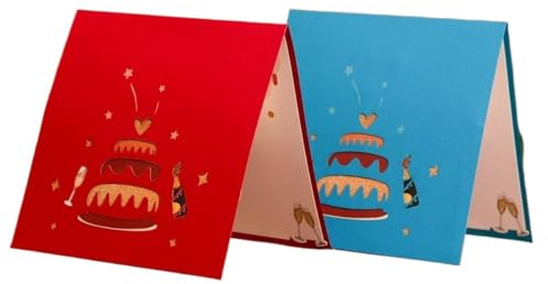3D Pop Up Birthday Card, 3D Pop Up Birthday Greeting Card For Family Friends Blue And Red(Blue1 Red1)