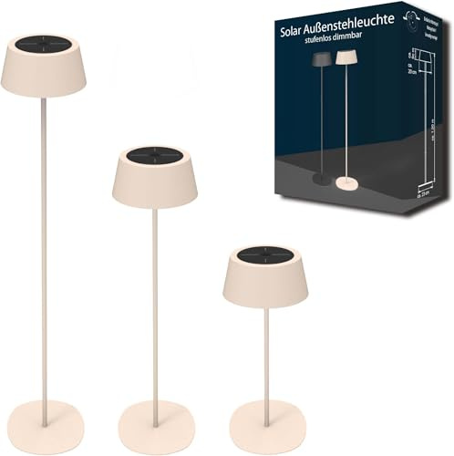 Northpoint LED Solar Stehleuchte Stehlampe dimmbar höhenverstellbar Dämmerungssensor Metall Garten In- und Outdoor warmweiß 3000K 150lm (Beige)