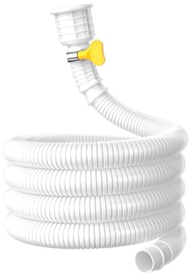 Ctyjia 1 PCS Air Conditioner Drain Hose, 1.5 m Universal Drain Pipe with Cuttable Rubber Adapter & Connect Clamp, for Air Conditioner, White