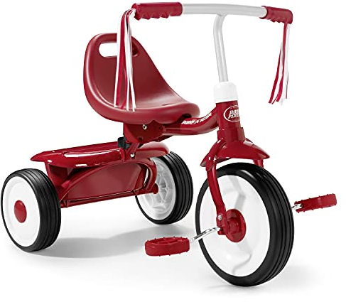Radio Flyer Fold 2 Go Tricycle, Outdoor Toddler Trike, Red Fully Assembled, Ages 1.5-3