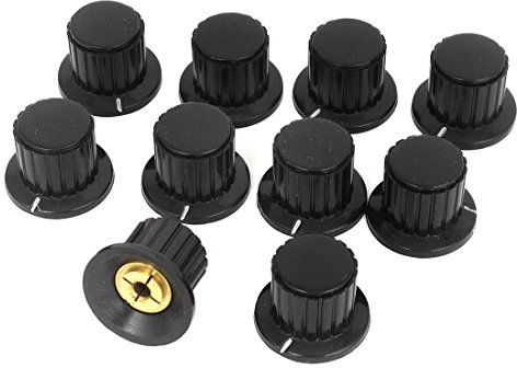 sourcing map 10 PCS 4 mm Schaft Insert Dia Potentiometer Control Drehregler schwarz de