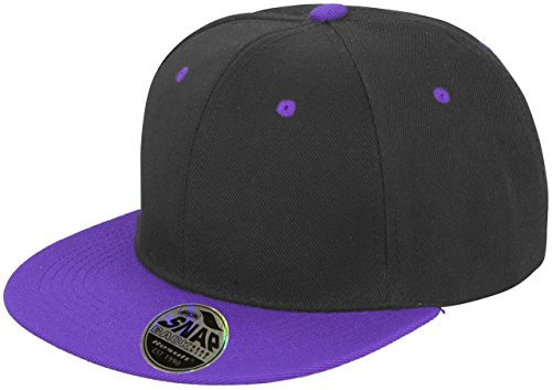Result Headwear Unisex Cap Bronx Original Flat Peak Snap Back Mehrfarbig Black/Purple One Size