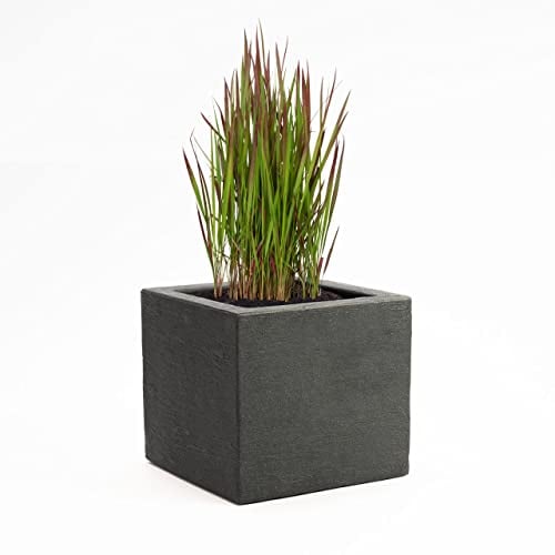 Pflanzwerk® Vaso da fiori CUBE Antracite Plastica MIGLIOR PREZZO *Dimensione selezionabile*Resistente al gelo* *Protezione UV* *Europea di qualità*