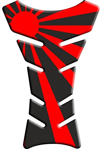 ADESIVI PARASERBATOIO TANKPAD RESINATO EFFETTO 3D - ADESIVI-STICKER 3D compatible ''bandiera giapponese su base nera' Tank Pad