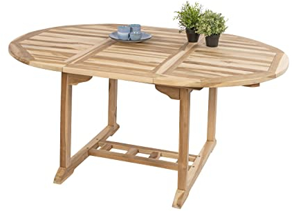 SAM Ausziehtisch mit Schirmloch aus Teak-Holz Massiv, Garten, Ausziehtisch Borneo, 120-170 x 120 x 76 cm