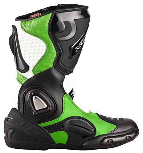 Stivali da moto di alta qualità XLS Racing Boots Touring Stivali in pelle nero verde (47)