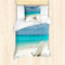 ABAKUHAUS Reise Bettbezug Set für Einzelbetten, Malediven Strand Sunny Day, Milbensicher Allergiker geeignet mit Kissenbezug, Turquoise Weißgrau