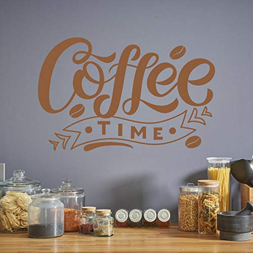COFFEE TIME - Wandtattoo Sticker Aufkleber Kaffeezeit Kaffee Zeit (Lehmbraun, 50 x 32 cm)