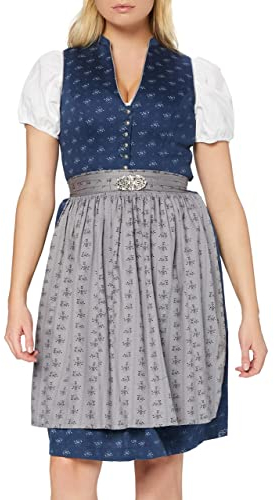 Stockerpoint Damen Amalie2 Midi Midi Dirndl, dunkelblau grau, 38
