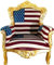 Casa Padrino Barock Wohnzimmer Sessel King USA Design/Gold 85 x 45 x H. 120 cm - Thron Sessel - USA Barock Möbel