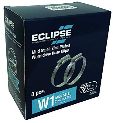 Eclipse Professional Tools ECW1-4X W1 Box of 5 85-100mm (3 ⅛ - 4) Mild Steel Worm Gear Hose Clamps