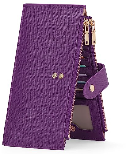 GOIACII Portefeuille Femme en Cuir Grande Capacite Porte-Monnaie Femmes RFID Blocage avec 18 emplacements Cartes Fermeture Eclair et Porte-chéquiers