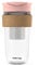 SoleCup. Large Travel Mug Loose Tea Infuser - Detachable Tea Strainer with Spill Proof Lid - 18oz/530ml BPA-Free Reusable Glass Travel Coffee Cup with Cork Band (Pink)