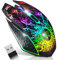 VEGCOO Souris de Jeu sans Fil, Souris de Jeu Rechargeable, Souris Optique silencieuse avec récepteur USB 2,4 G, 3 Niveaux DPI, 7 Boutons, lumières LED 7 Couleurs pour PC/Mac Gamer