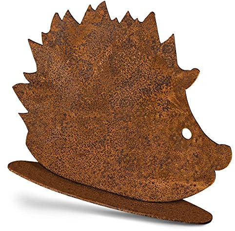 Rostikal Tischdeko Igel in Edelrost 32,5 x 30 cm - Extra große Metallfigur auf Bodenplatte - Vielseitig für Innen & Außen - Charmante Gartendekoration