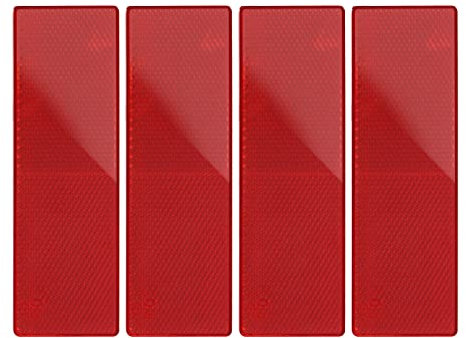 eMagTech 4 reflectores rectangulares autoadhesivos para Coche, Motocicleta, Caravana, Remolque, camión, maquinaria agrícola, Poste de Puerta, portabicicletas, Accesorios Exteriores automotrices