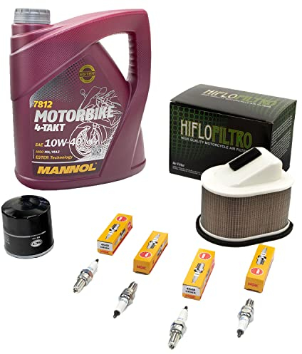 Wartungspaket Öl 4L + Luftfilter + Ölfilter + Zündkerzen für Kawasa ki Z 1000 Z1000 ZRT00AA ZRT00BB ZRT00BC Baujahr 2003-2009