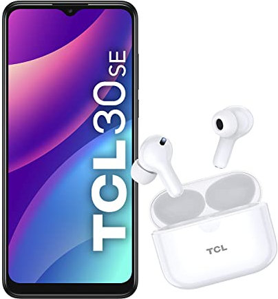 TCL 30SE - Smartphone Dual Sim + Auricolari Wireless TCL 108, Display 6.52 HD+, 128 GB, 4GB RAM, Tripla Camera da 50 Mpx, Android 12, Batteria 5000 mAh, Space Gray [Italia]