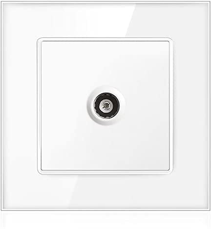 Standard White Crystal Glass Panel Double/Single Electric Switched Socket with Dual USB Charge Port Wall Switch Power Plug-s Sockets USB Charger Ports Outlet (Tv interface)