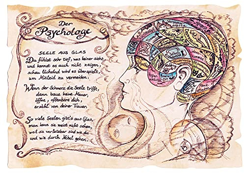 Die Staffelei Geschenk Psychologe A4 (29,7cm x 21cm) | Witziges Gedicht mit liebevoller Zeichnung auf hochwertigem Papier/besondere Geschenkidee