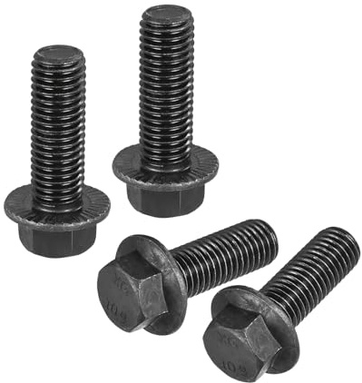 sourcing map M14x40mm Hex seghettato Flangia Bulloni 10.9 Grado Acciaio al Carbonio Viti 4pcs