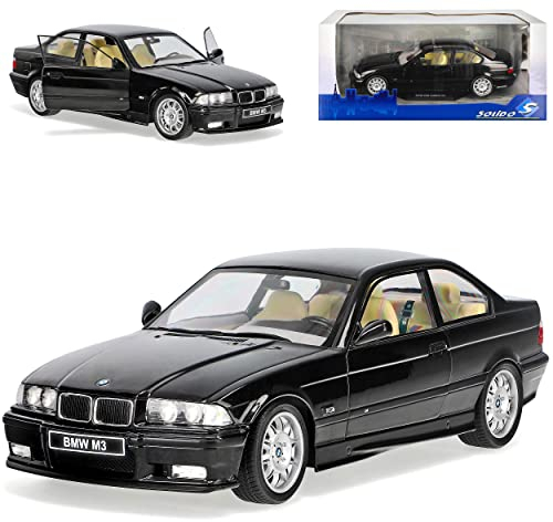 alles-meine.de GmbH B*M*W 3er E36 M3 Coupe Schwarz 1990-2000 1/18 Solido Modell Auto mit individiuellem Wunschkennzeichen