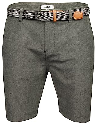 Xact Mens Cotton Oxford Chino Shorts with Belt, Regular Fit (Oxford Charcoal) 34
