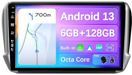 JOYX - [6G+128G] - Android 11 Autoradio Per Peugeot 2008 208 (2012-2018) - Senza fili Carplay/Android Auto - LED Camera & MIC - DSP DAB Volante WiFi 360-Camera Fast-Boot BT 4G - IPS 10.1 Pollice 2 Din