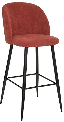 Atmosphera - Chaise de Bar Celeste - Velours côtelé - Rose Terracotta