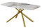WORKOME HAPPY WORK * HAPPY HOME Mesa de Comedor, Cocina, Oficina con Base metálica Tubular, Tapa de Cristal Templado, 160 x 90 cms (Gold)