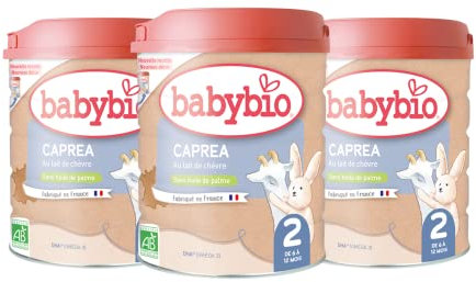 Babybio - Lait Infantile - Caprea 2ème Âge - 800g - Au lait de chèvre - dès 6 Mois - BIO - Fabriqué en France - Sans Huile de Palme - Lot de 3